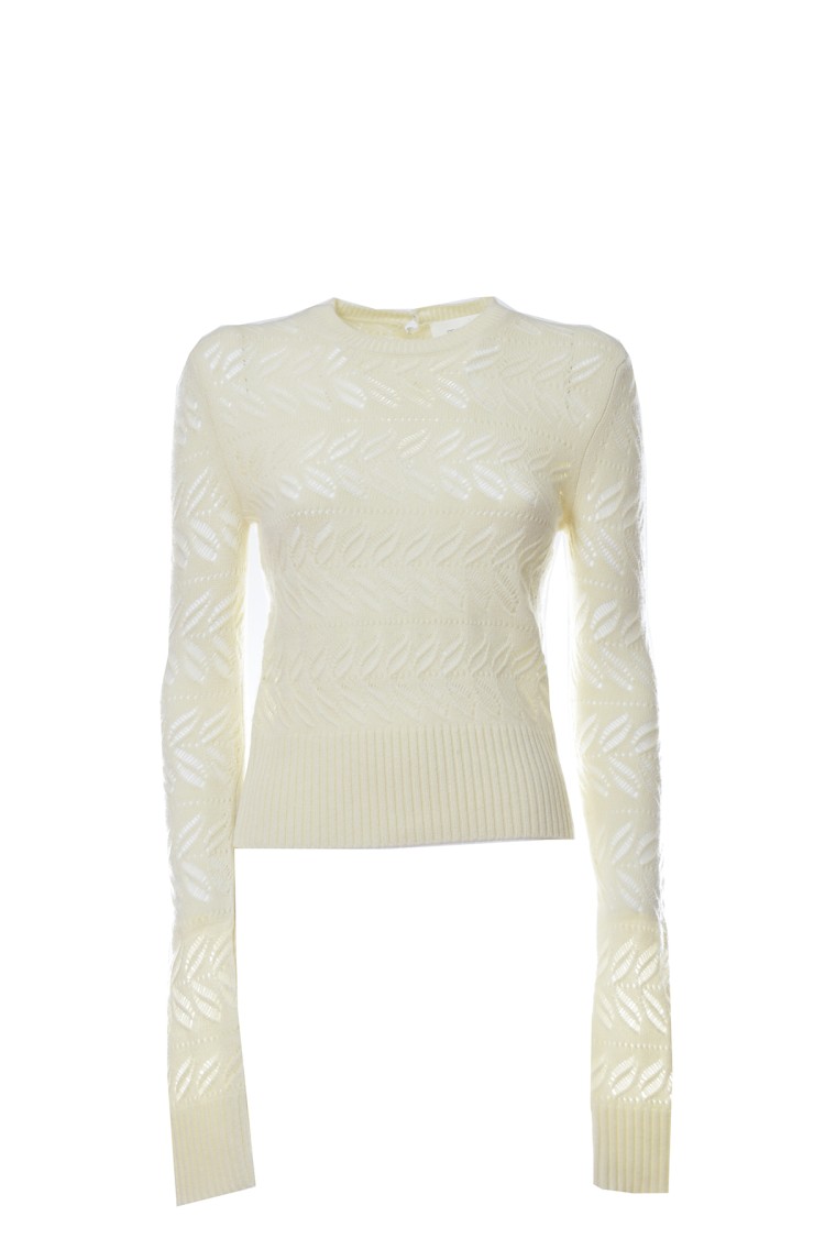 Sportmax Geometric Openwork Cashmere-wool Pullover In White