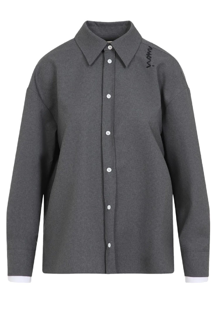 Shop Marni Relaxed-fit Virgin Wool Shirt In Grey