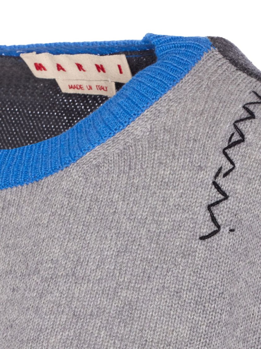 Marni Cropped Color-block Sweater With Round Neckline In Multi