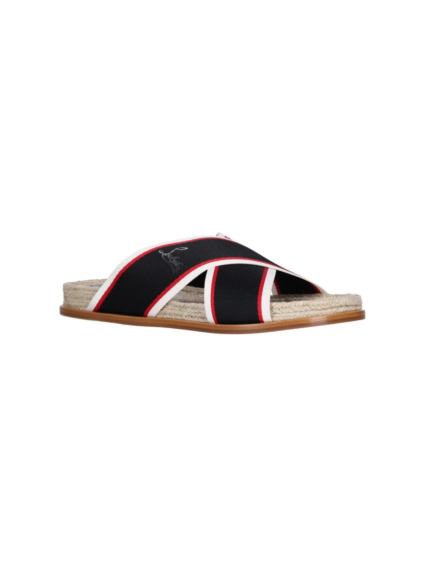 Christian Louboutin Hot Cross Slides In Neutrals