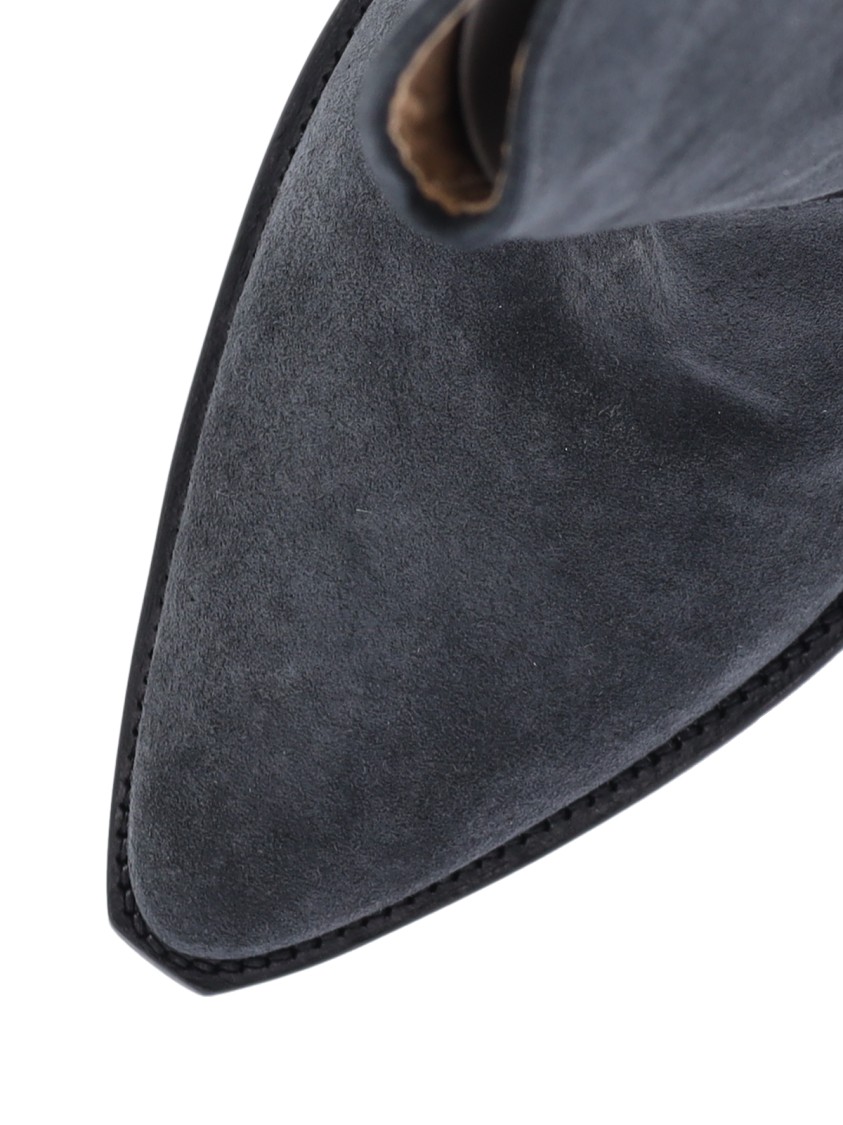 Isabel Marant Mid-height Block Heel Suede Western Boots In Gray