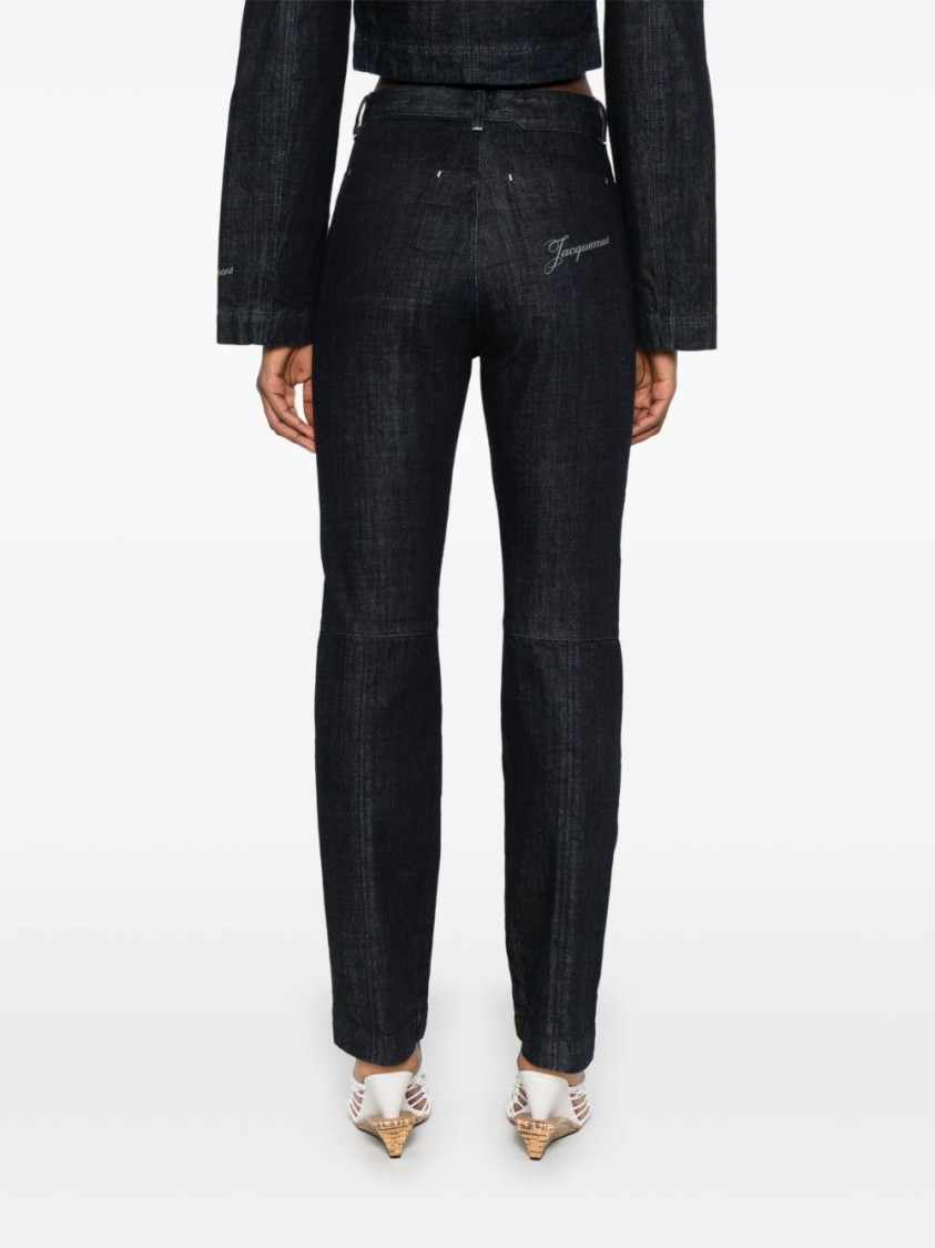 Jacquemus Straight Jeans In Dark Blue Denim
