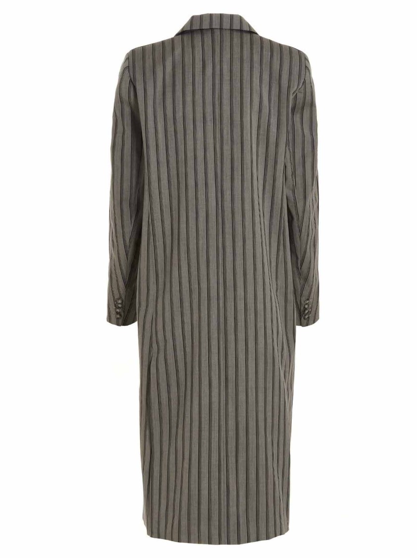 Vtmnts Striped Long Coat Chest Pocket In Gray