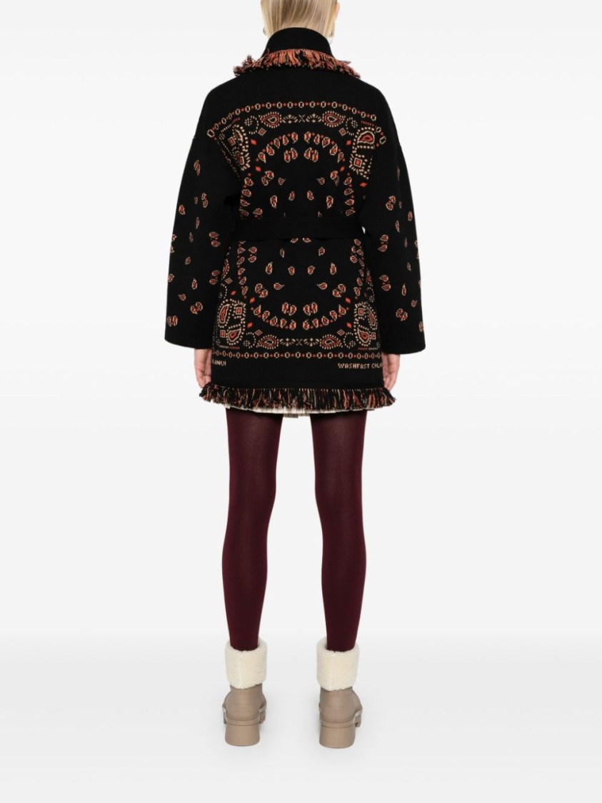 Alanui Intricately Patterned Black Cashmere Sweater In Multi