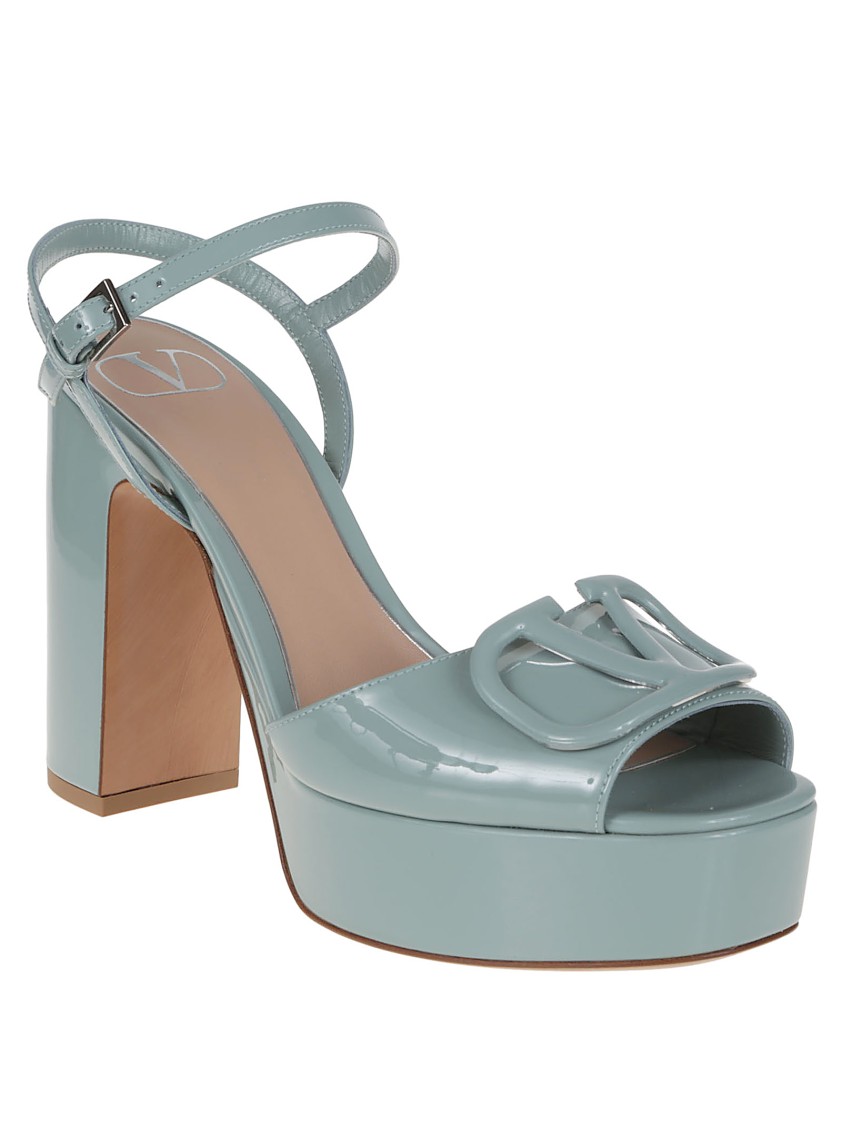 Valentino Patent Leather Sandal In Blue