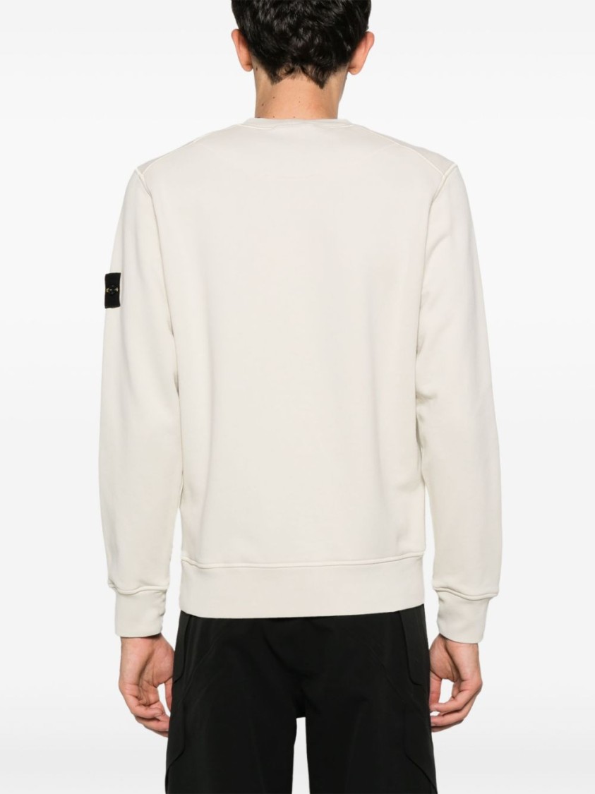 Stone Island Ribbed Crew-neck Cotton Sweater With Long Sleeves In Neutral