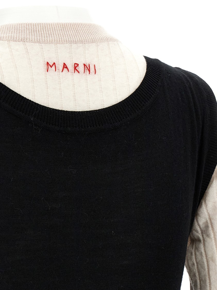 Marni Multi-layered Dress With Crinkled Hem In Black