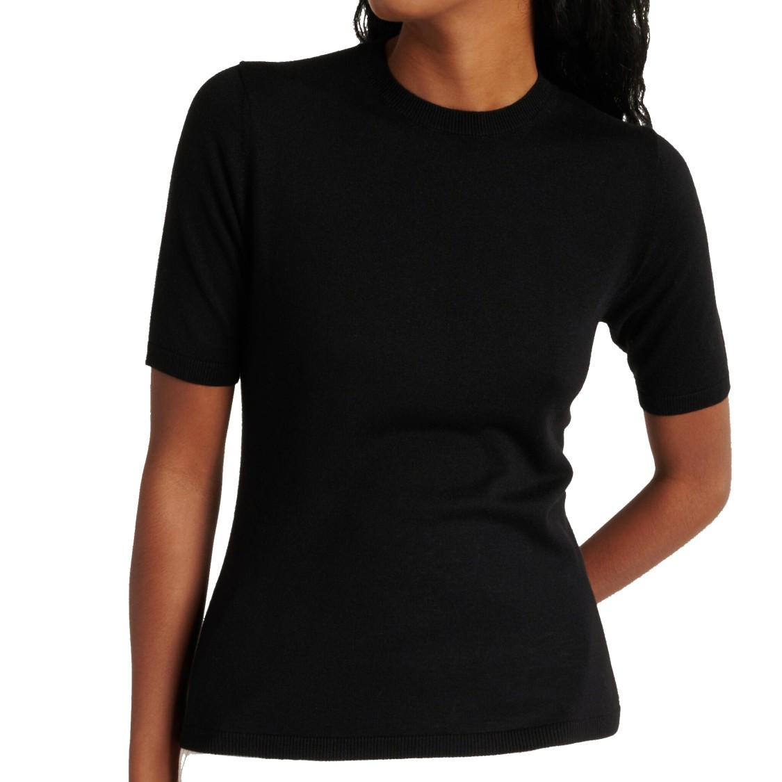 Max Mara Cashmere-silk Blend Sweater With Ribbed Trims In Black