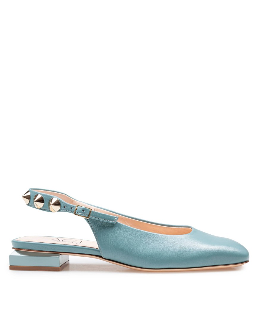 Agl Attilio Giusti Leombruni Sligback Angie L Spike In Matcha Color Leather In Blue