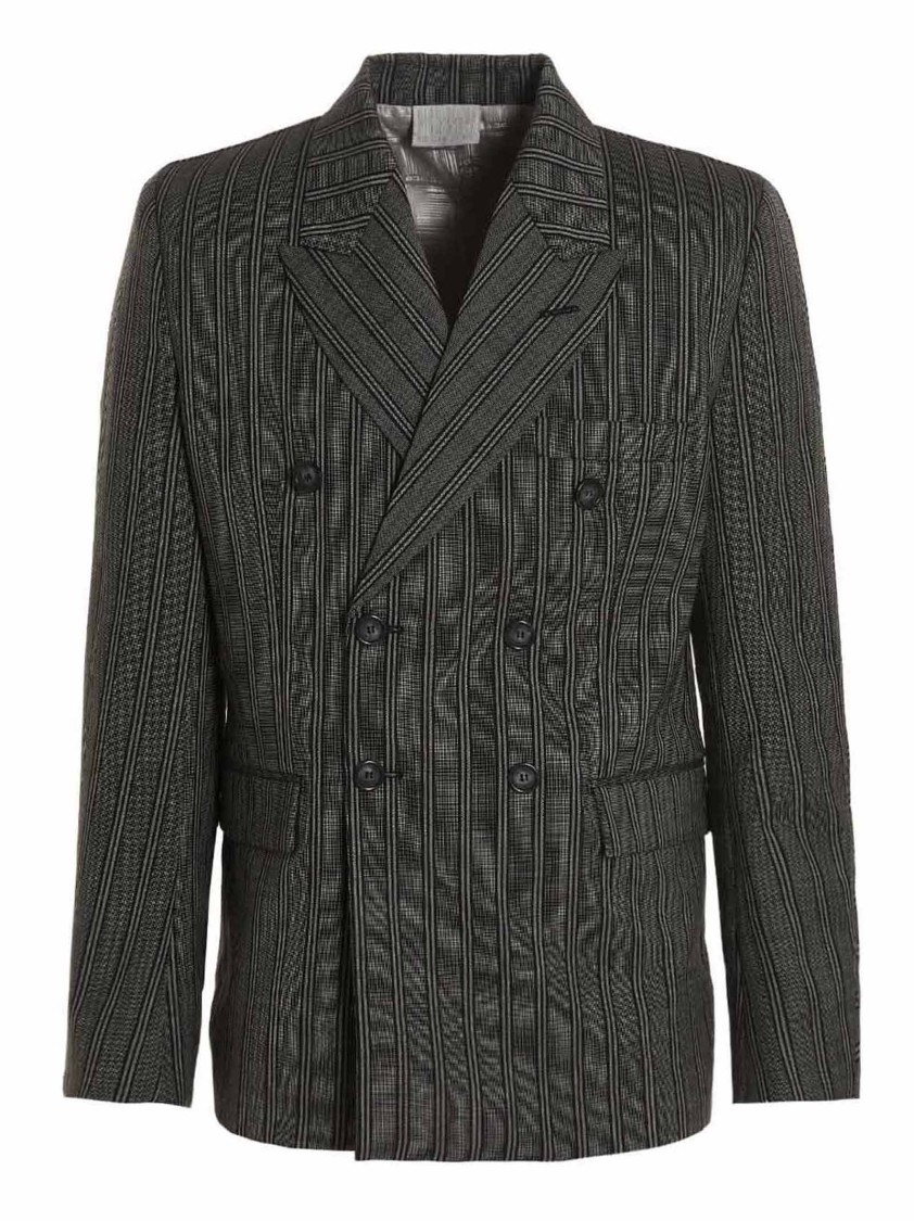 Vtmnts Tonal Double Breasted Tailored Blazer Black In Black