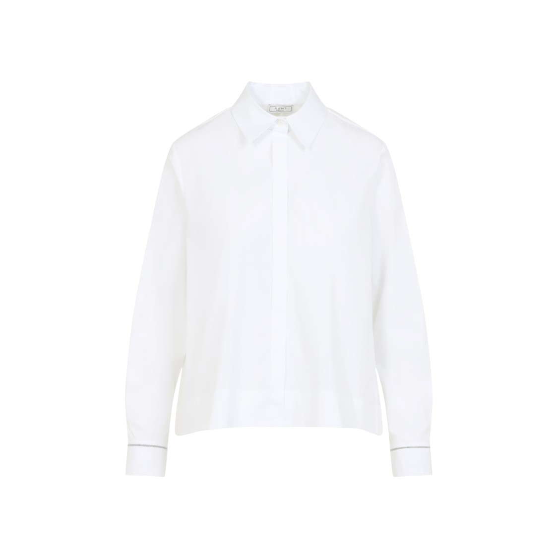 Shop Peserico Cropped White Cotton Shirt