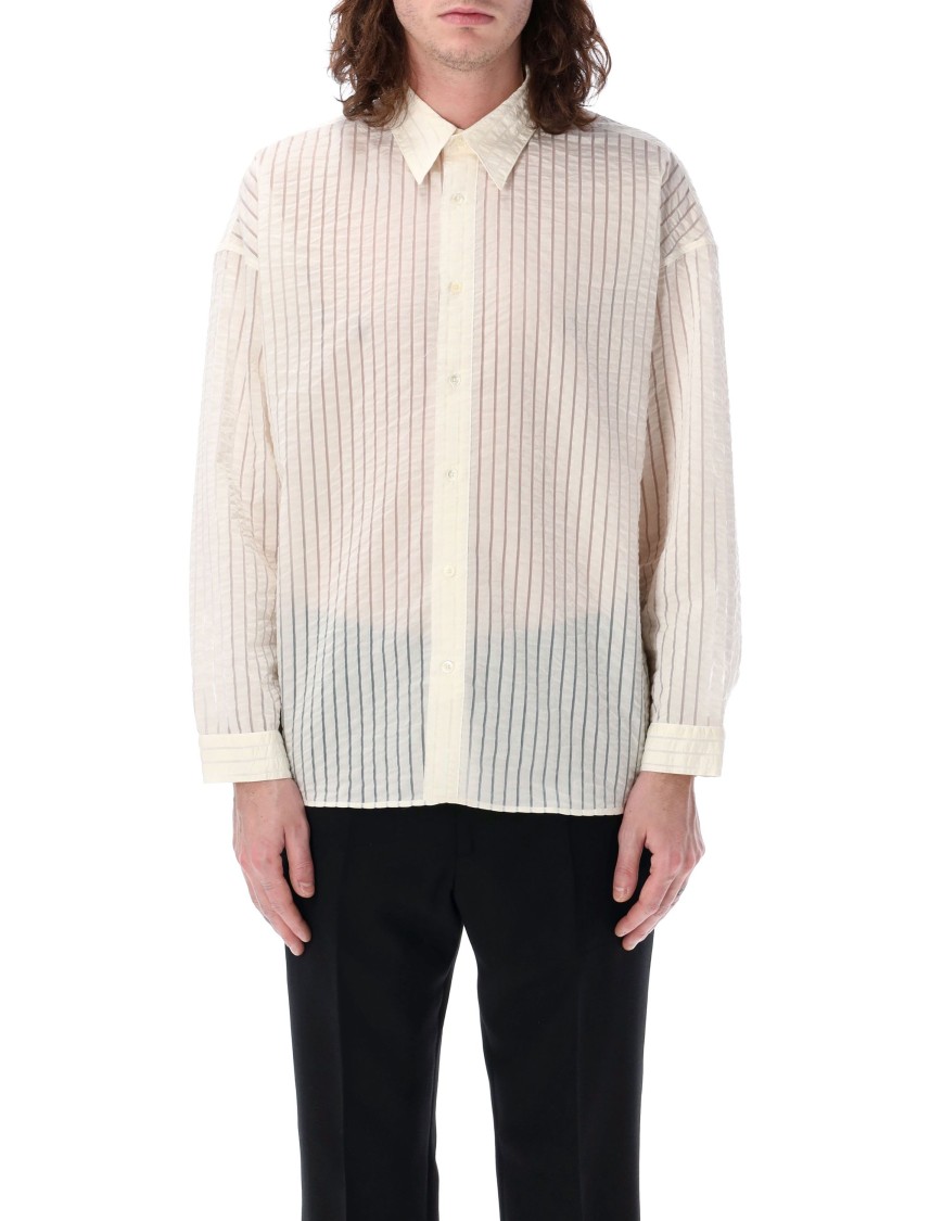 Sunflower Lightweight Semi-sheer Shirt With Striped Pattern In Black