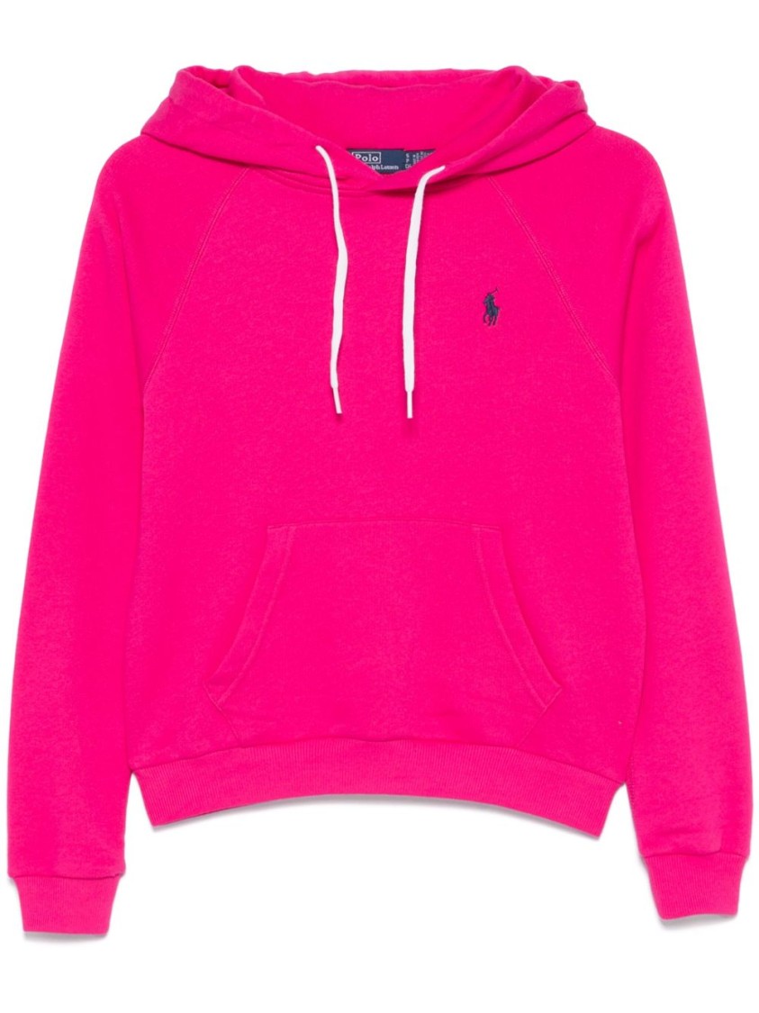 Shop Polo Ralph Lauren Pink Hooded Sweatshirt With Kangaroo Pocket