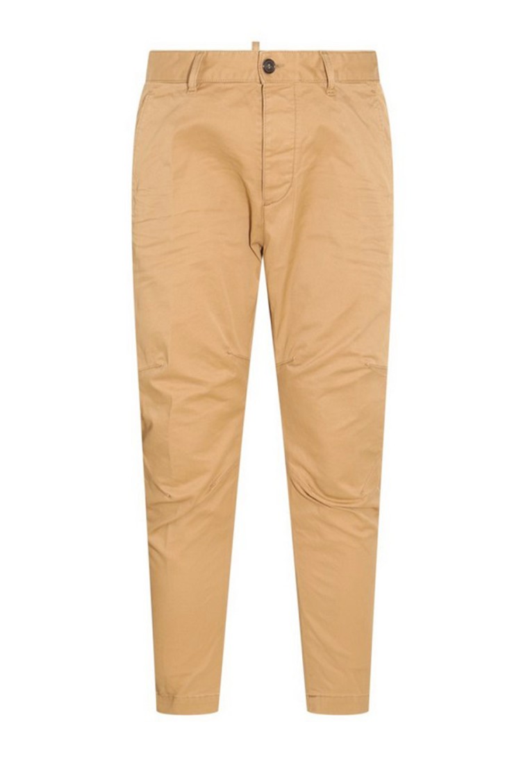 Dsquared2 Tailored Beige Trousers With Soft Cotton-elastan Blend In Nude