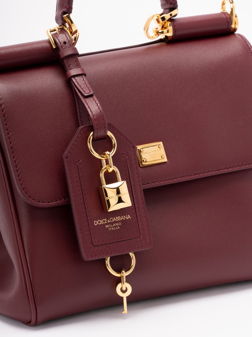 Dolce & Gabbana Structured Calf Leather Handbag In Red