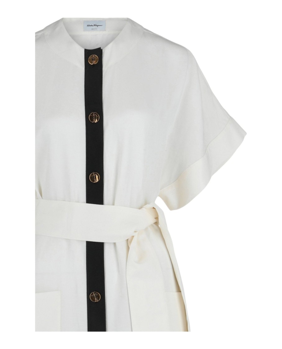 Ferragamo Short-sleeve Belted Maxi Dress