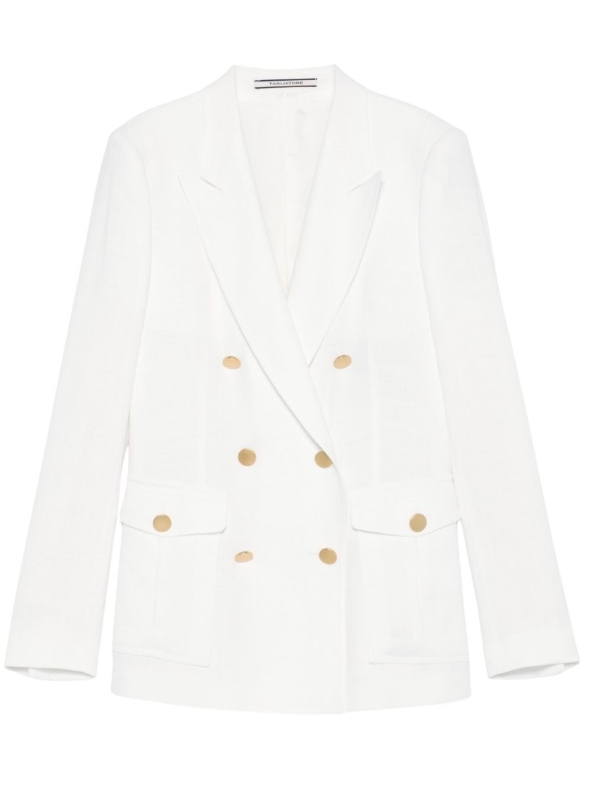 Tagliatore Double-breasted White Jacket With Gold-tone Buttons In White