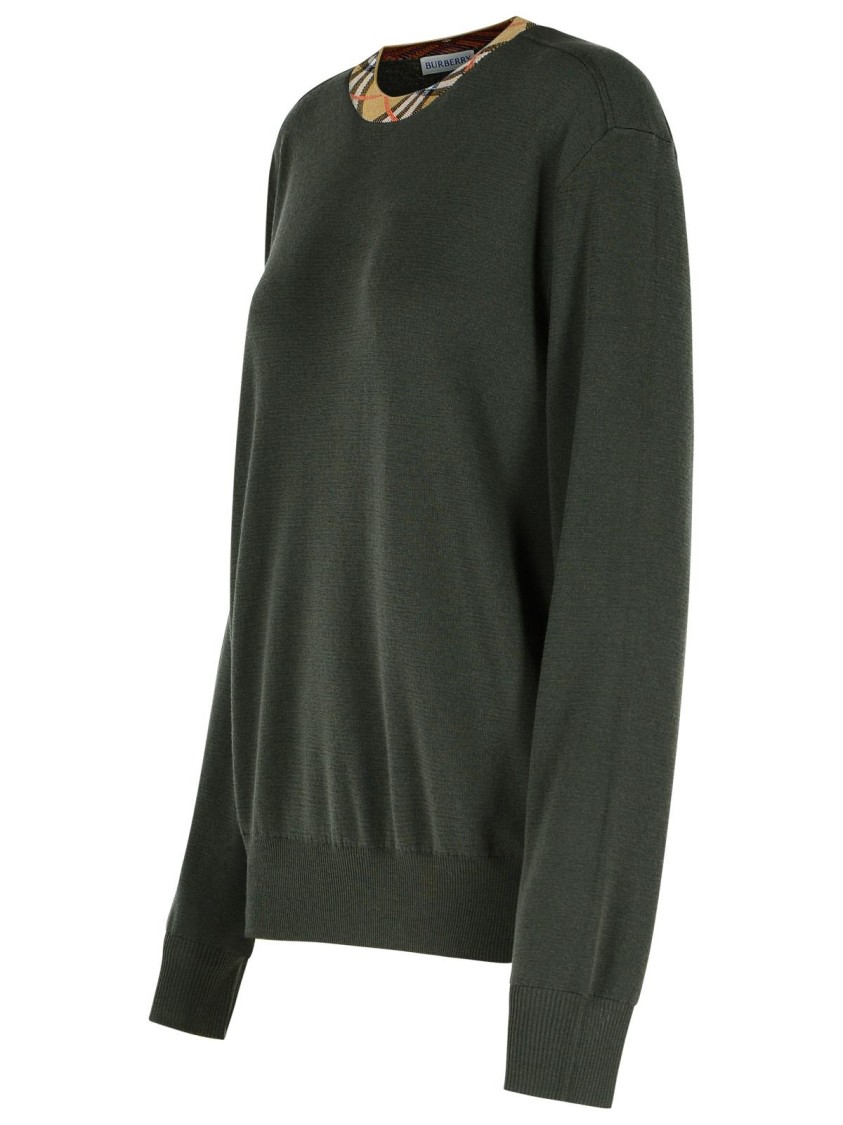 Shop Burberry Michael' Dark Green Wool Sweater