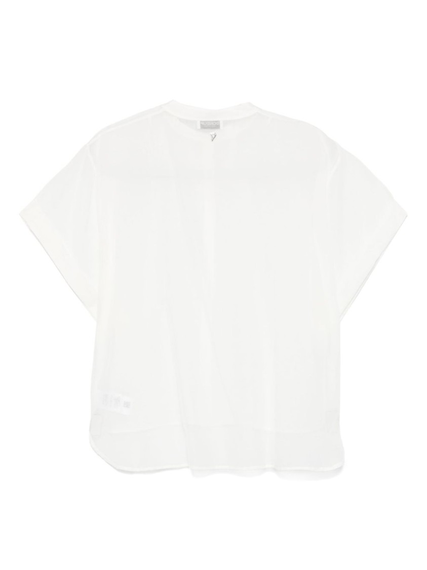 Dondup White Shirt In Cotton And Linen With Short-sleeves