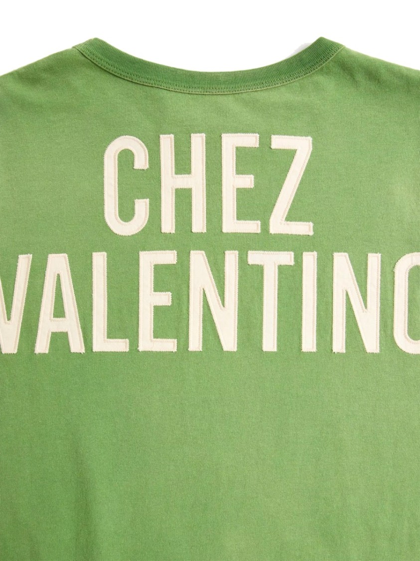 Valentino Playful Printed Cotton T-shirt With Bold Lettering In Green