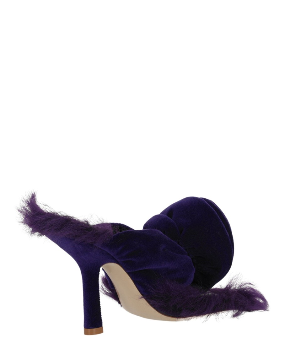 Burberry Step Rose Velvet Heeled Sandals In Purple