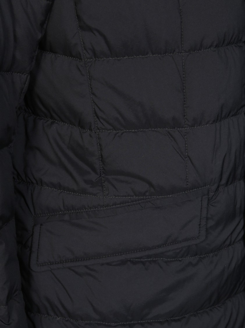 Herno Tailored Black Puffer Jacket With Notched Collar In Black
