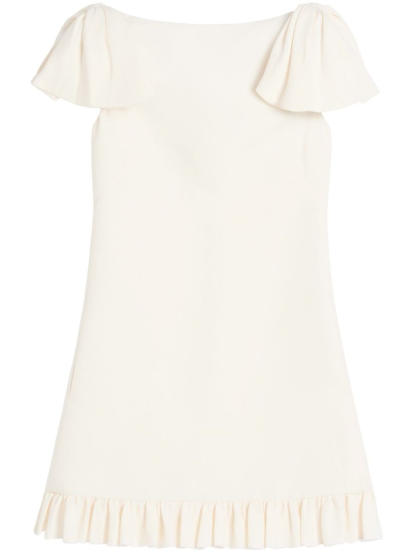 Valentino Ruffled Wool And Silk-blend Crepe Mini Dress