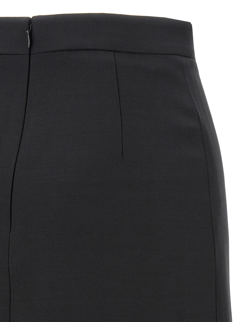 Valentino Black Crepe Couture Skirt In Multi