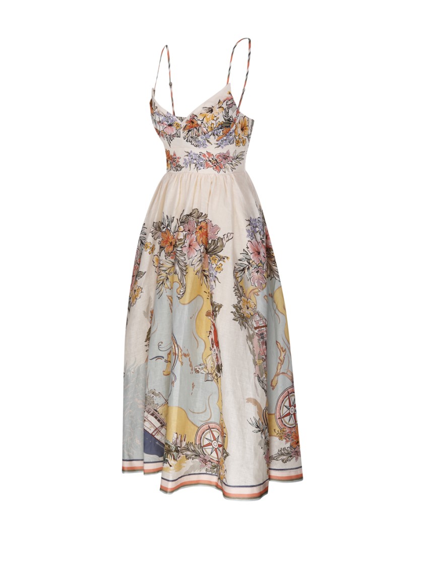 Shop Zimmermann Tallow Tucked Bodice Dress In Neutrals