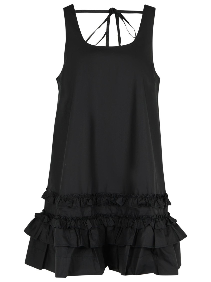 Ganni Ruffle Sleeveless Square Neck Mini Dress