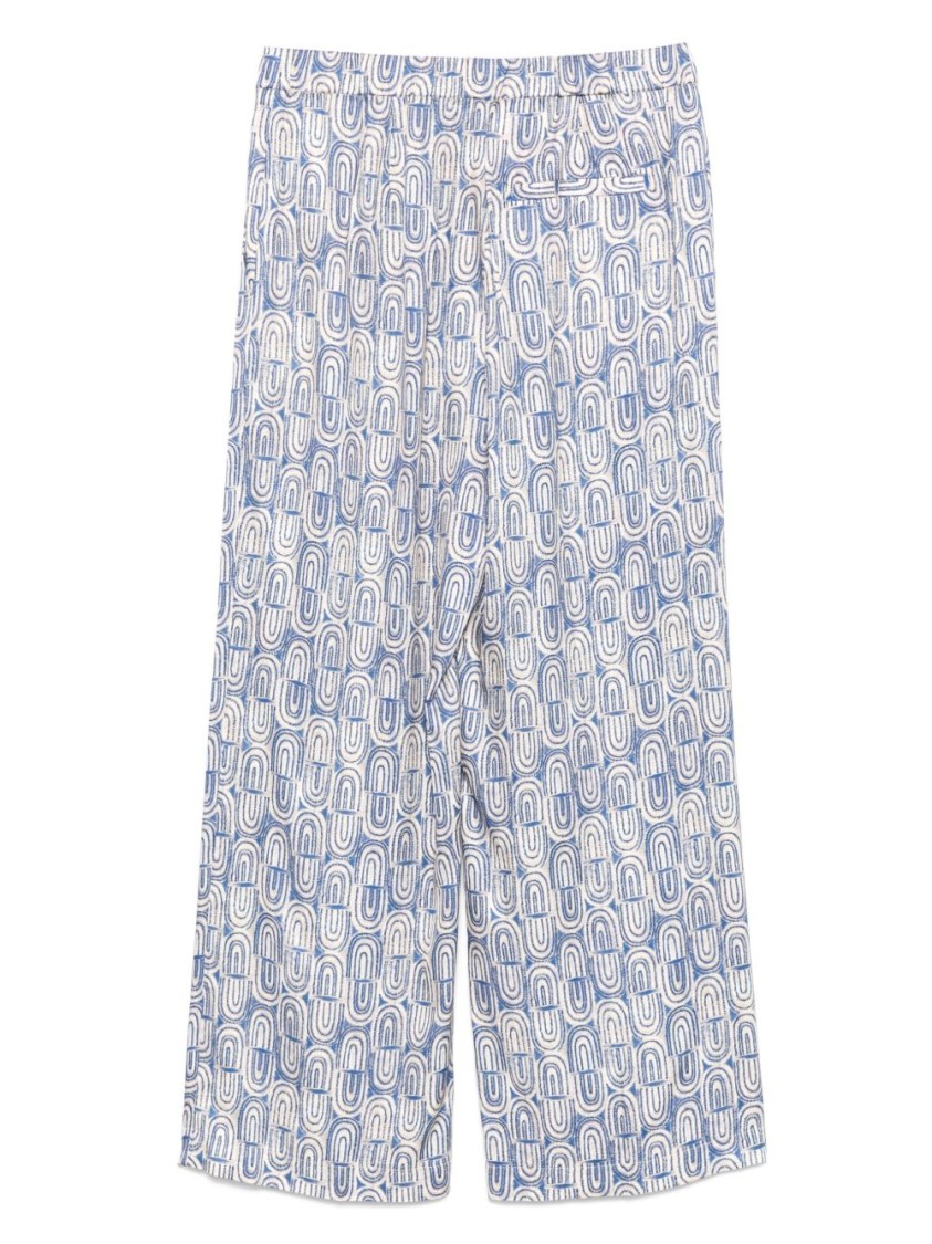 Shop Seventy Sergio Tegon Wide Leg Geometric Pattern Trousers