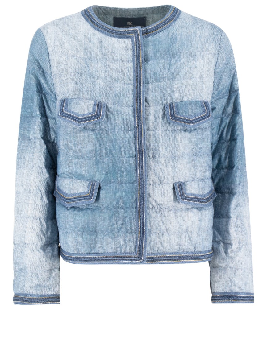 Ermanno Scervino Long Sleeve Quilted Downcoat With Denim Look
