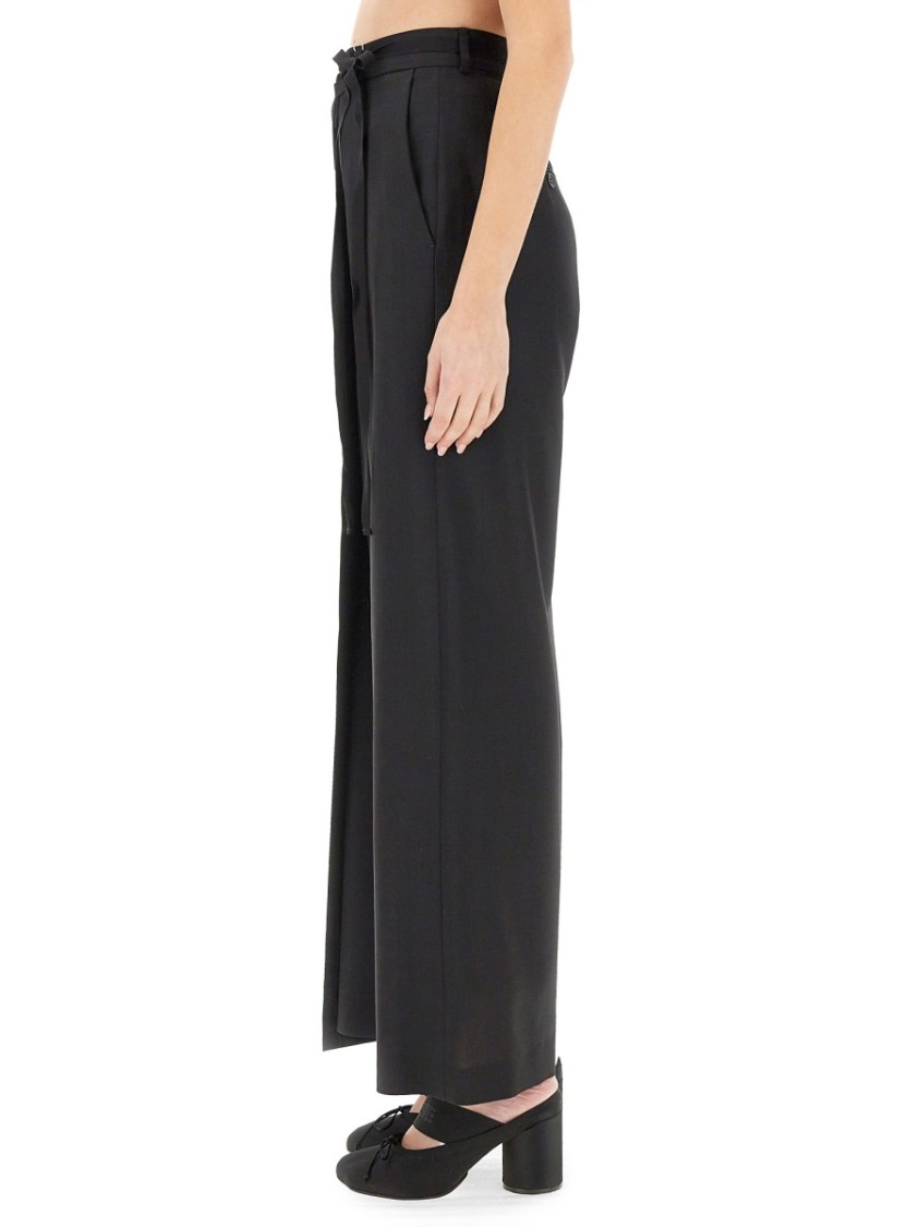 Shop Mm6 Maison Margiela Mm6 By Maison Margiela Wide-leg Virgin Wool Trousers With High Waist In Black