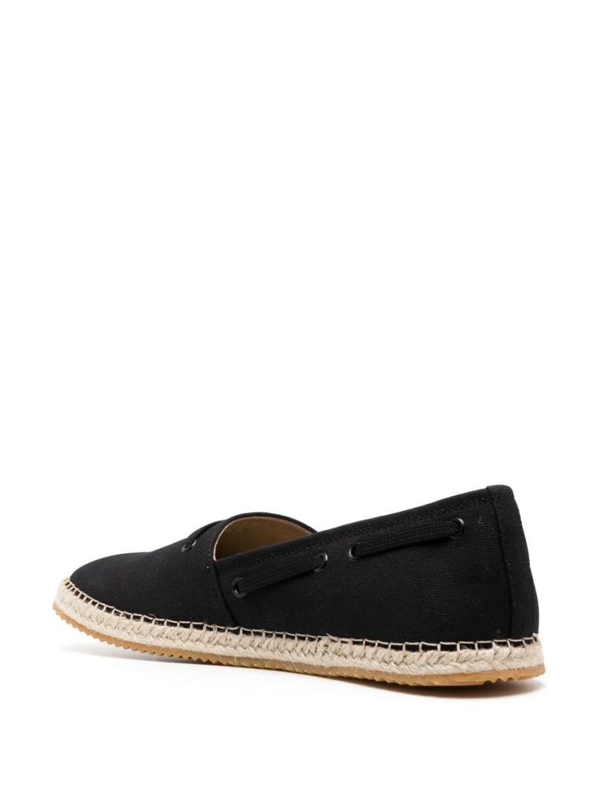ROBERTO CAVALLI ROBERTO CAVALLI SLEEK BLACK LOAFERS WITH WOVEN JUTE SOLE