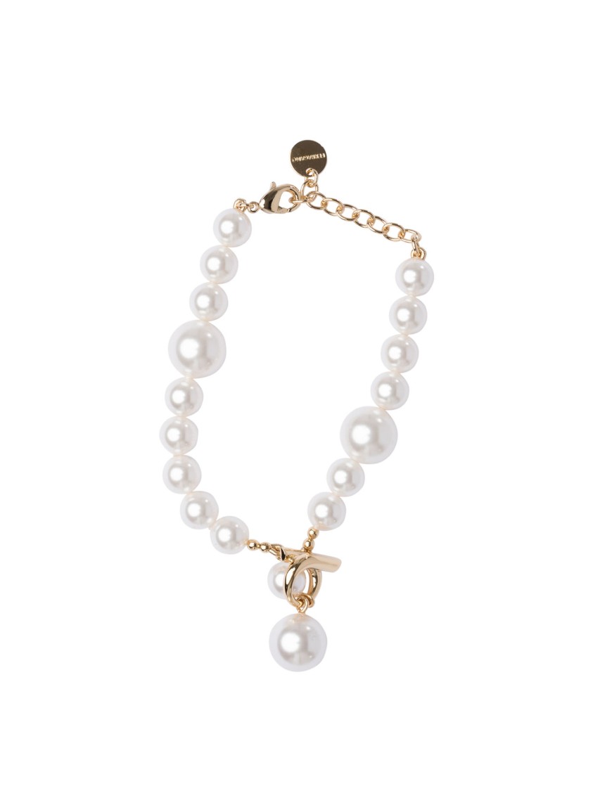 Ferragamo Pearl And Gold-tone Hardware Necklace In Metallic