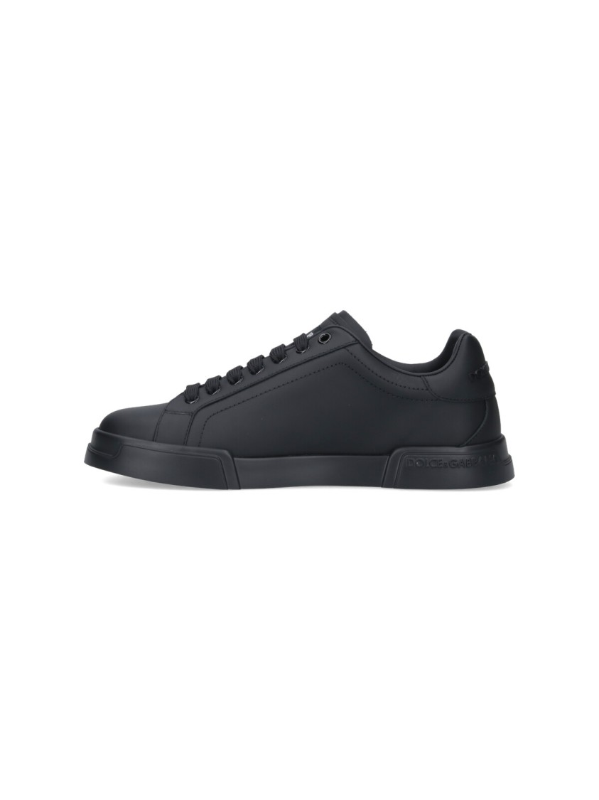 Dolce & Gabbana Portofino Light Black Sneakers With Logo Patch On The Tongue And Tonal Logo Lettering On The Heel In In Black