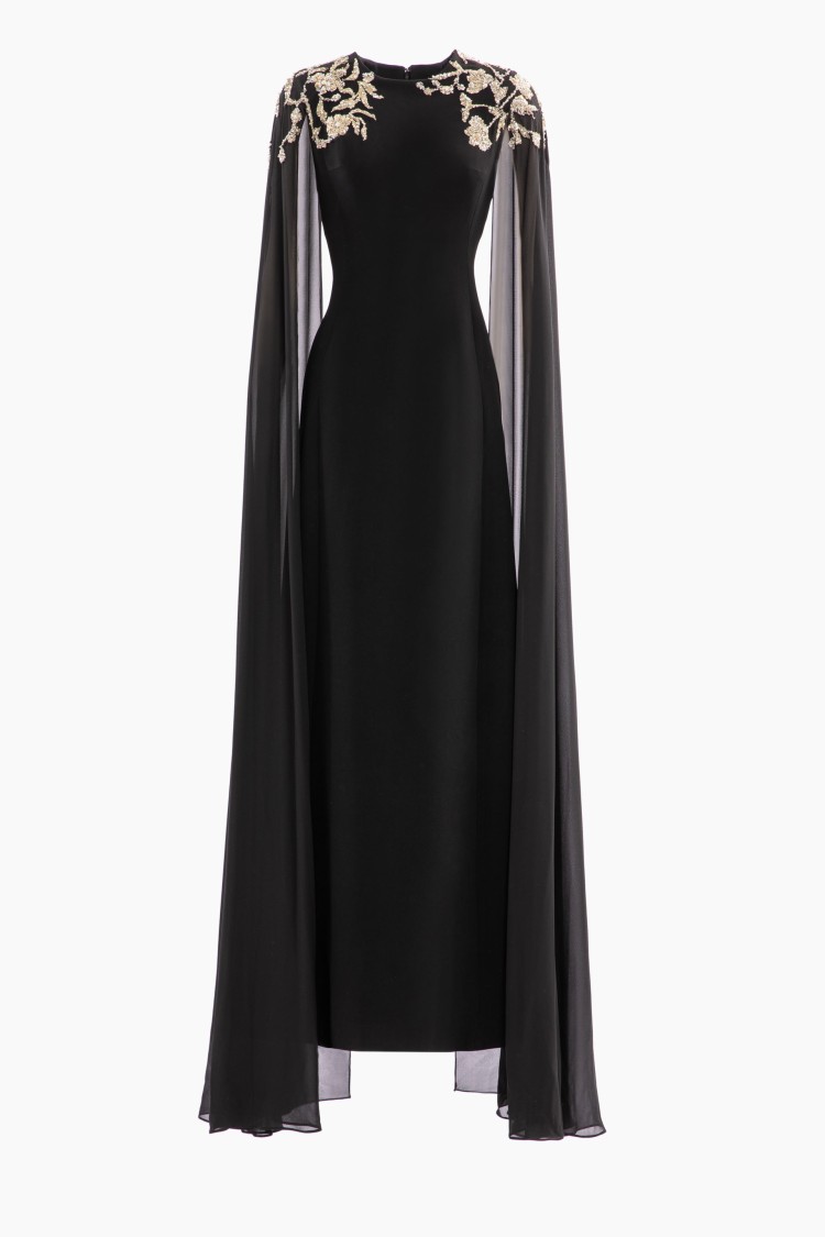 Shop Saiid Kobeisy Embellished Crepe Kaftan