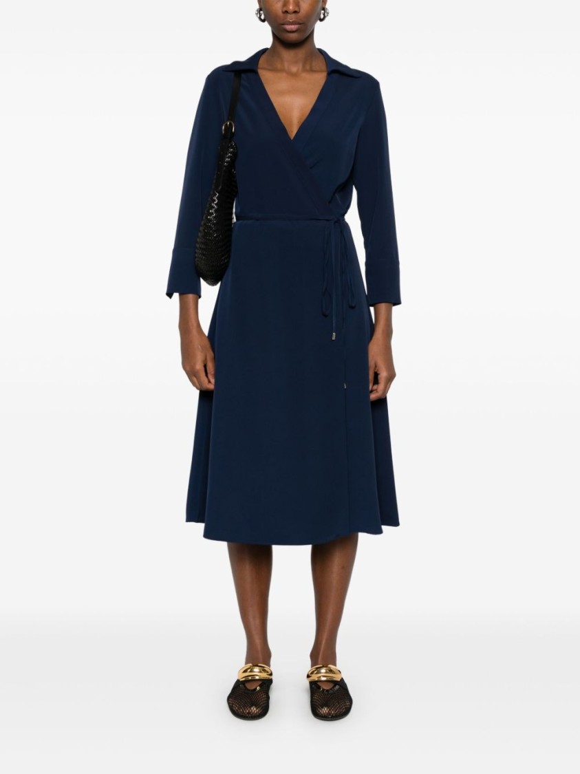 Liu •jo Liu Jo Blue Midi Wrap Dress With Tie In Blue