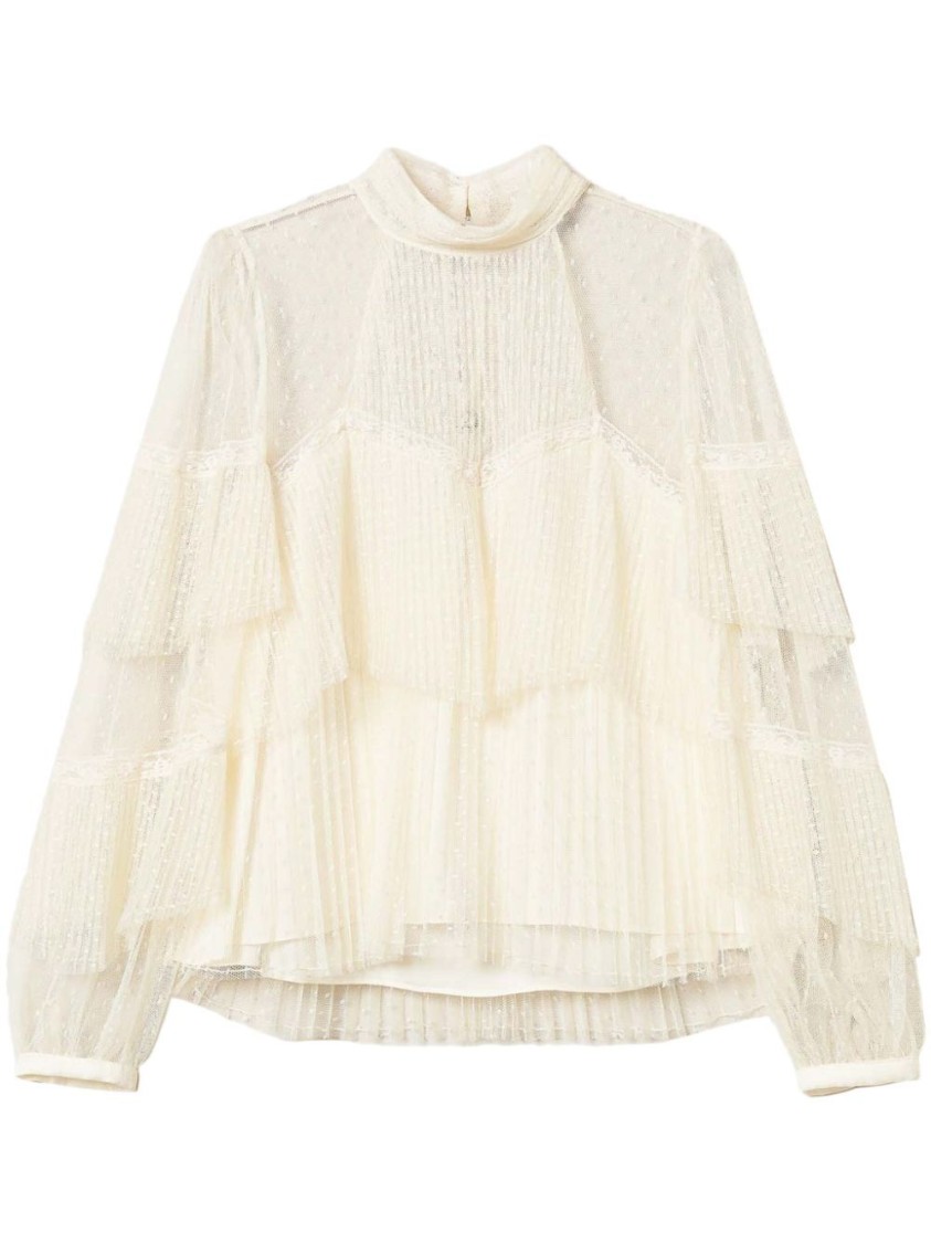 Twinset Twin-set Delicate Layered Blouse With Ruffled Accents