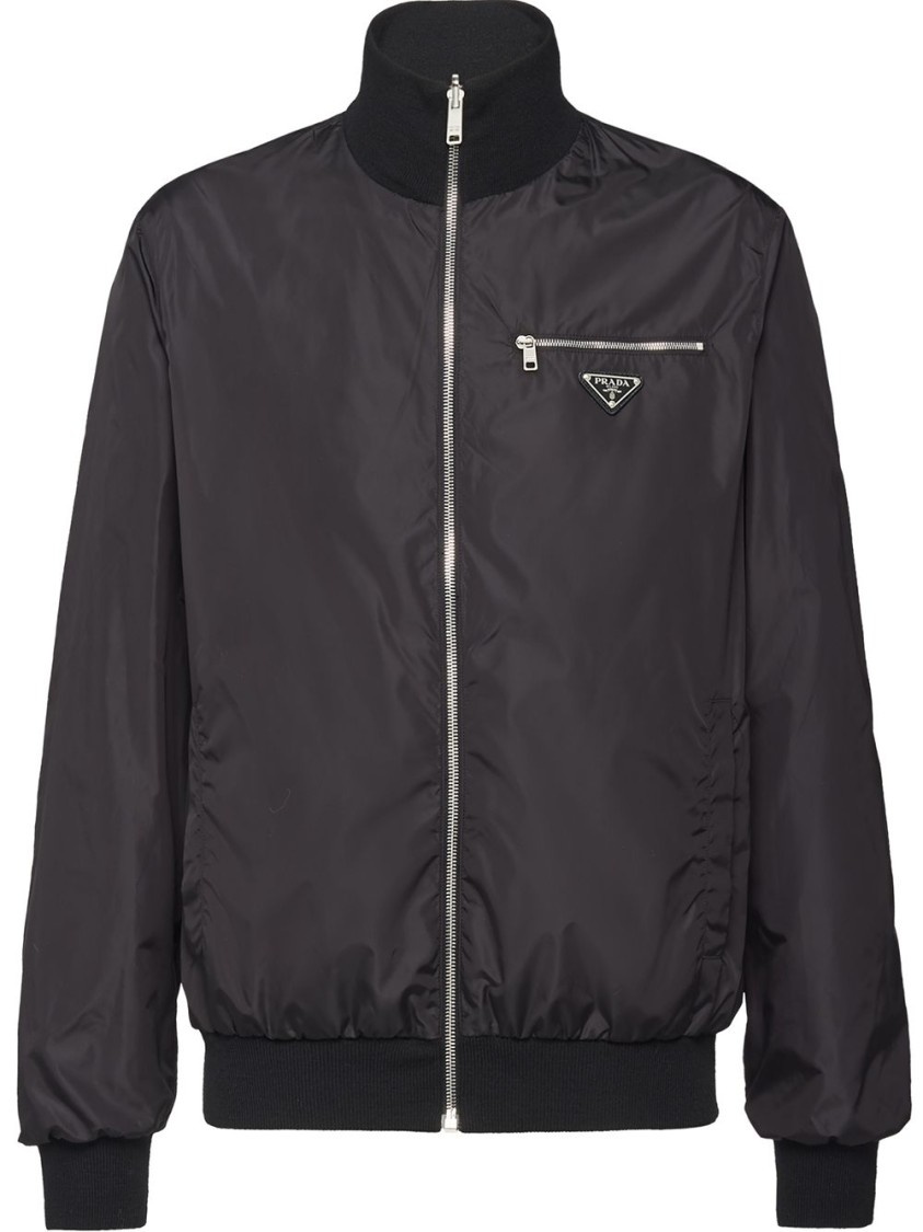 Prada Reversible Wool And Nylon Jacket Double-sided Pilot Jacket In Black