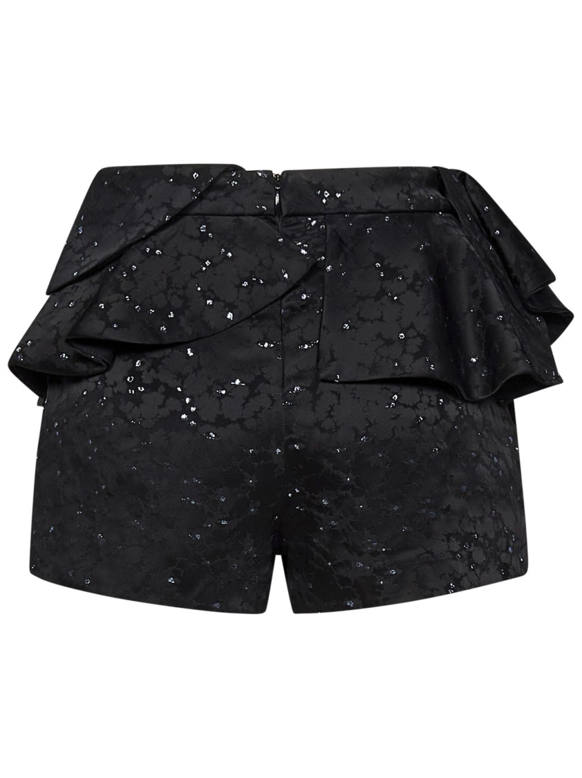 Redemption Ruffled Black Jacquard Shorts With Silver Accents