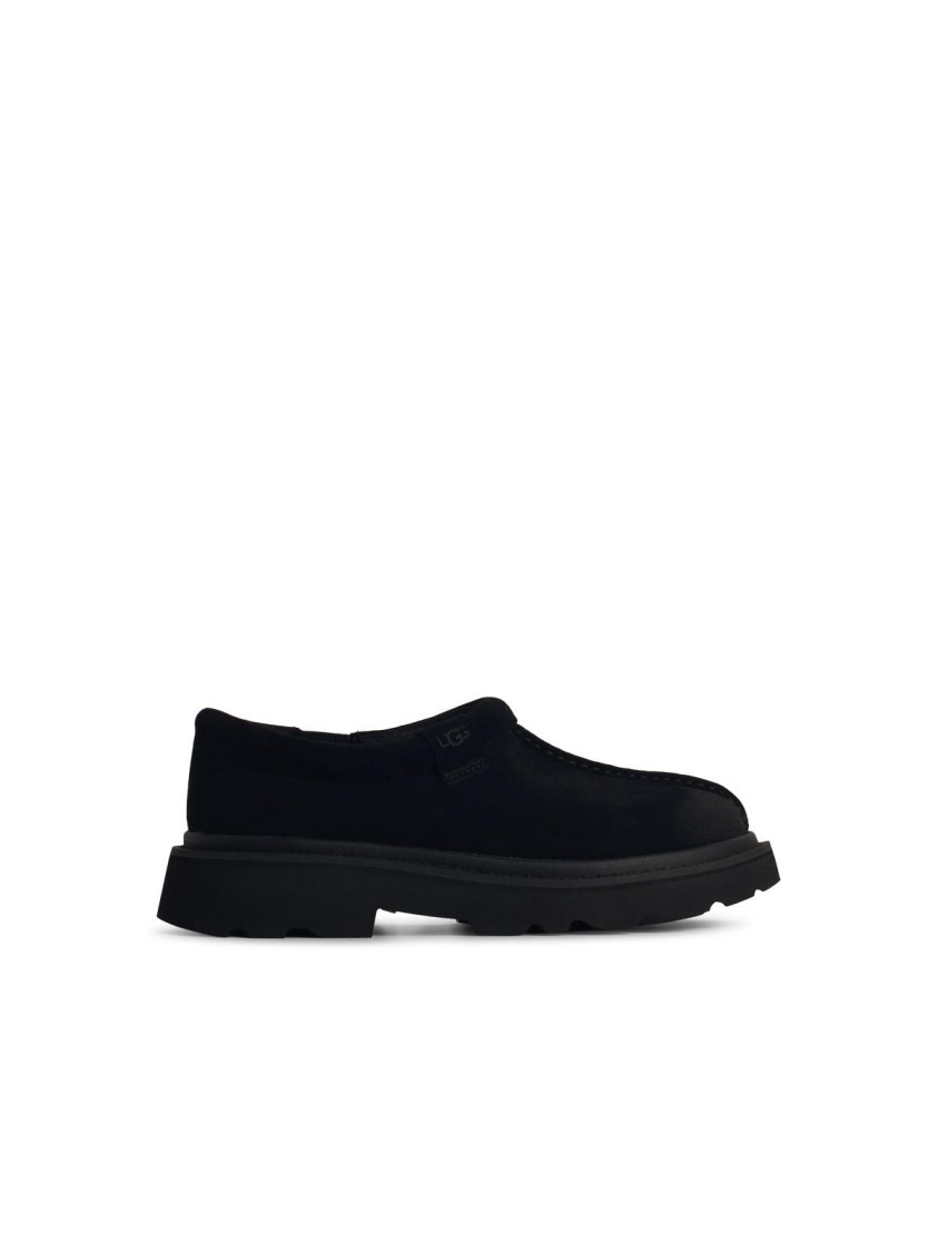 Ugg Mens Tasman Lug Suede And Shearling Slippers Blac In Black