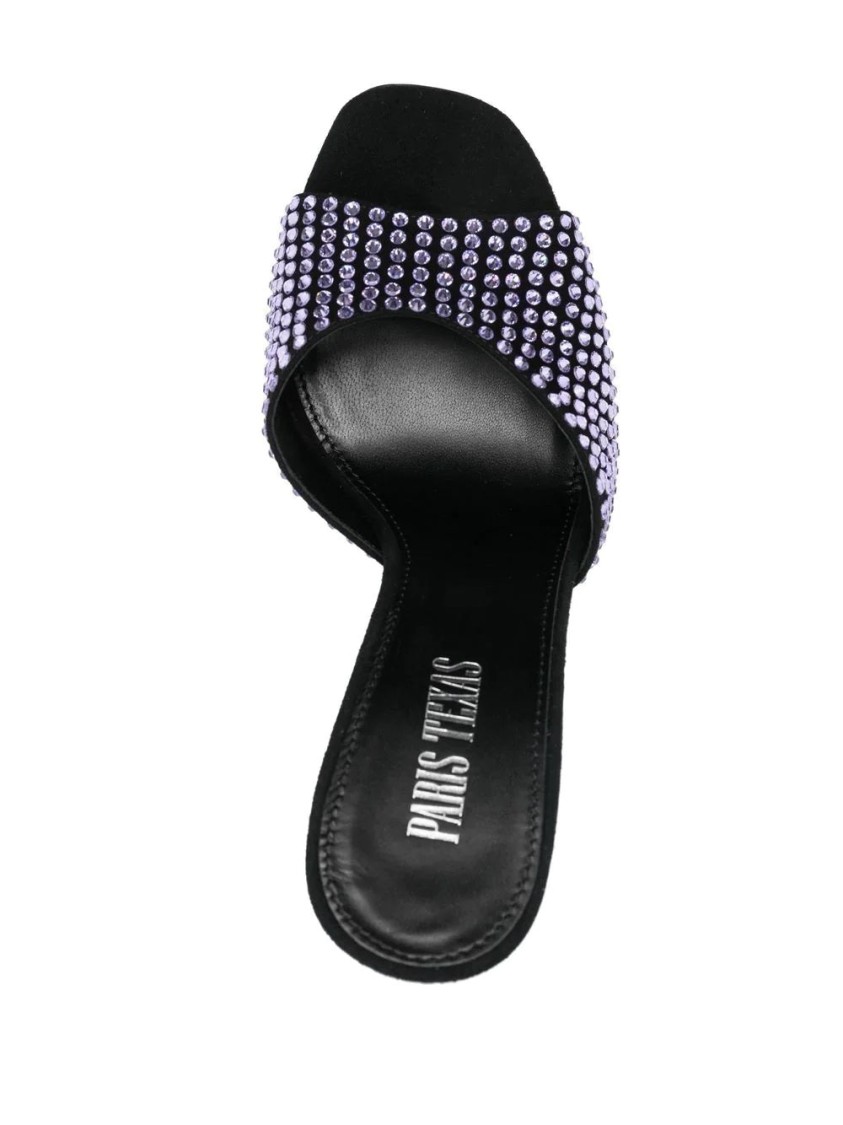Paris Texas Leather Mules In Black
