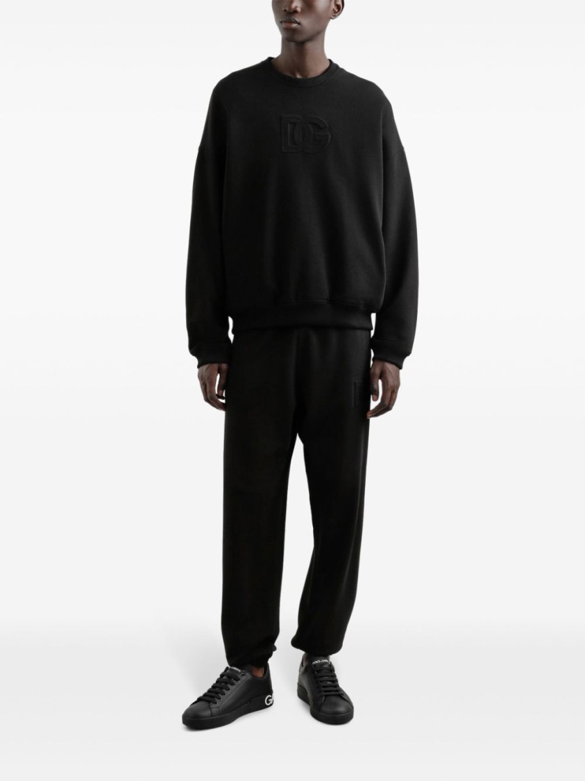 Dolce & Gabbana Logo Embossed Jersey Sweatshirt In Black