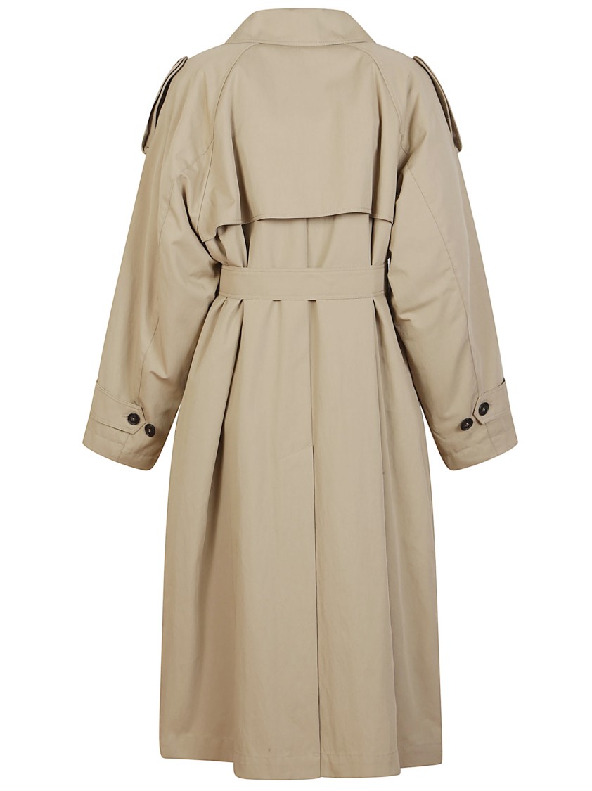 Max Mara Double-breasted Nylon Raincoat In Neutral
