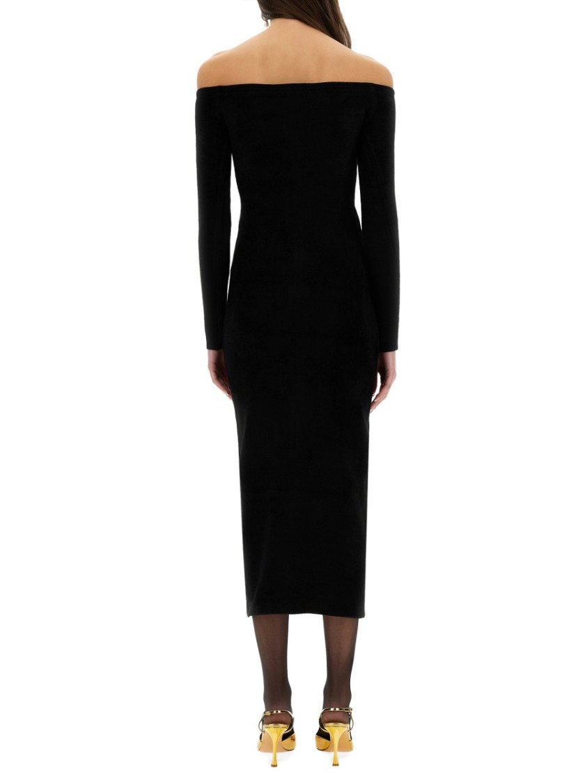 Shop Self-portrait Chenille Midi Dress In Black