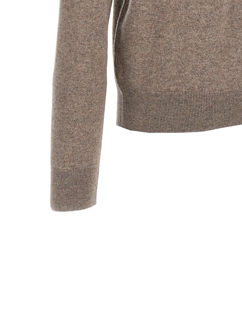 Saint Laurent Logo Embroidery Sweater In Brown
