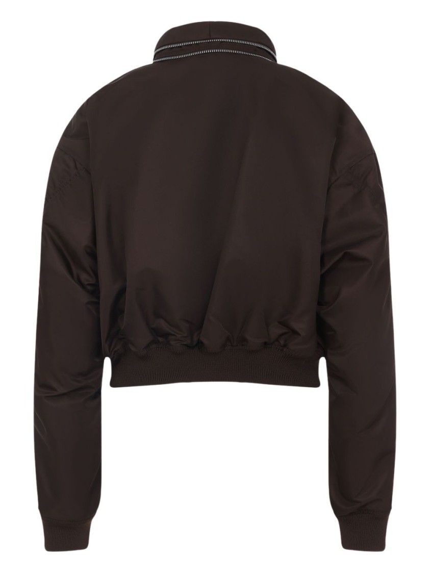 Givenchy Cropped Bomber Jacket With High Collar And Front Zip Closure In Brown