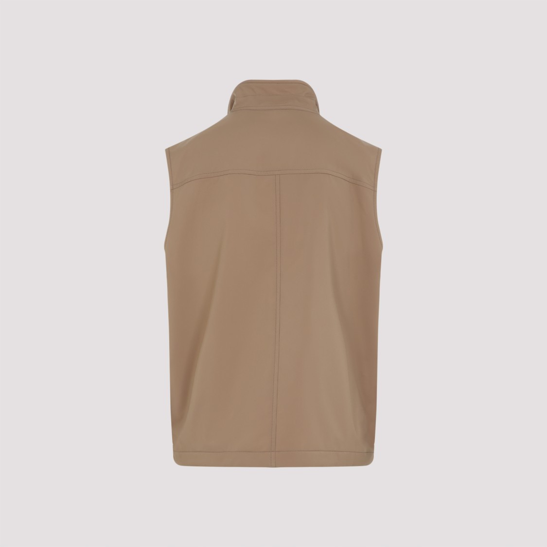 Brioni Logo Zip-up Gilet In Brown
