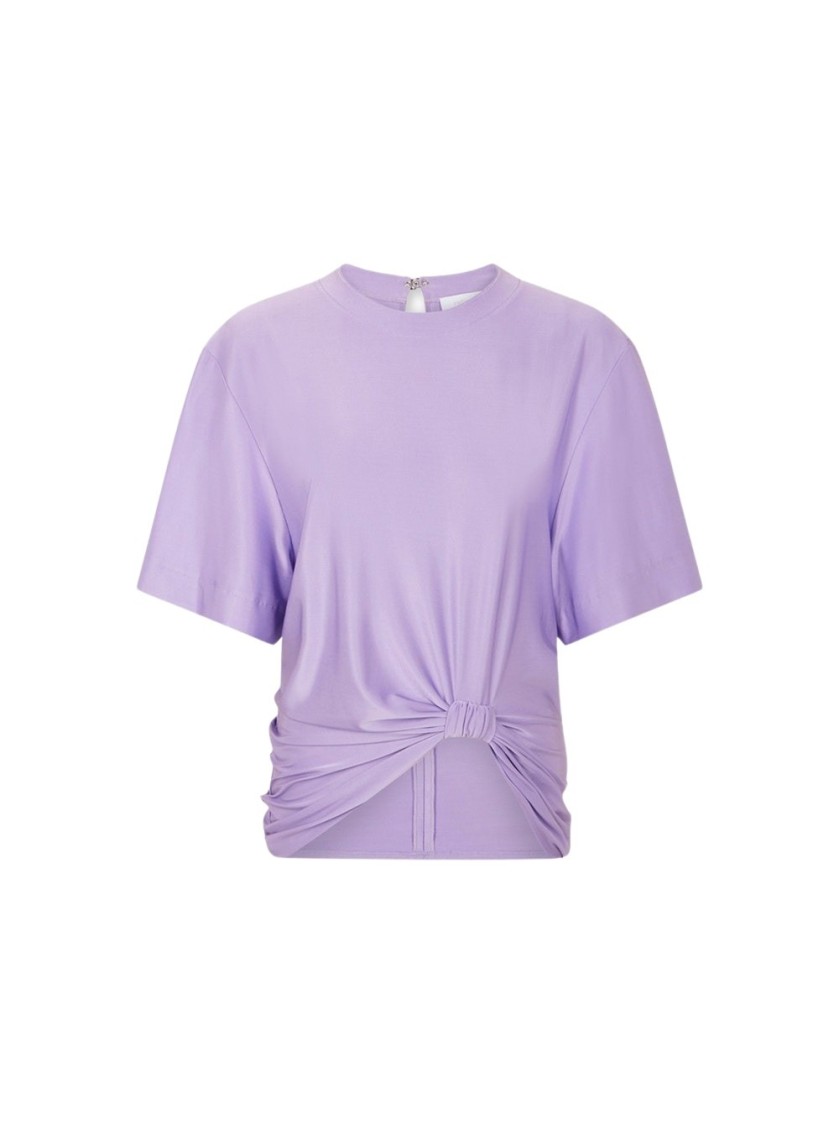 Rabanne Knotted Stretch-jersey T-shirt In Purple